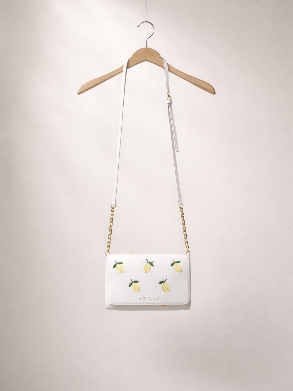 Betsey Johnson White Crossbody Bag with Yellow Lemon Embroidery